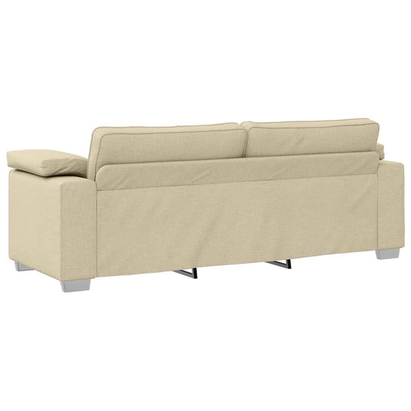 vidaXL Canapé à 3 places Crème 220 cm Tissu