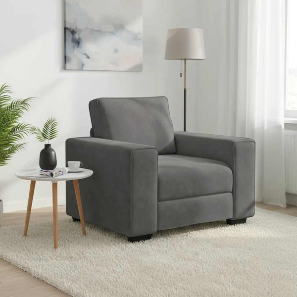 Dunkelgrauer Samt Sessel 100x77x82 cm