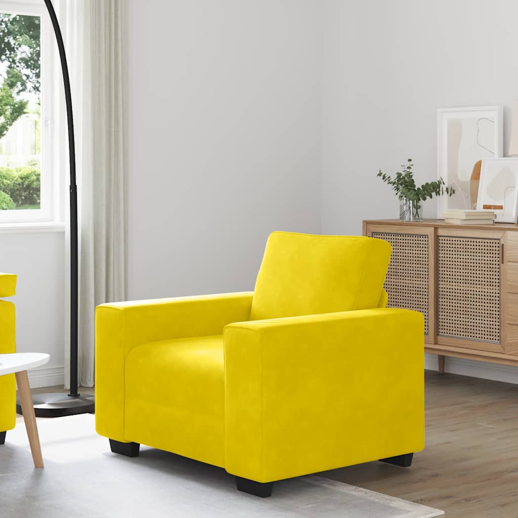 Gelber Samt Sessel 100 cm