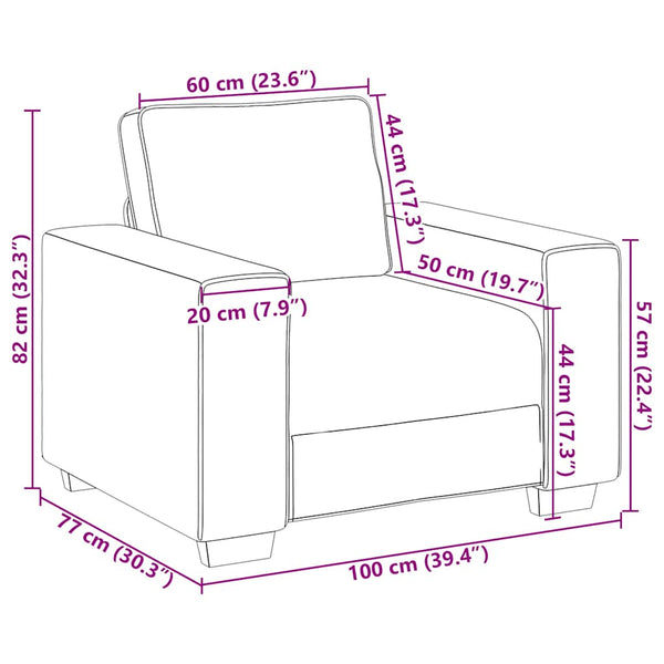 Brauner Samt Sessel 100 cm