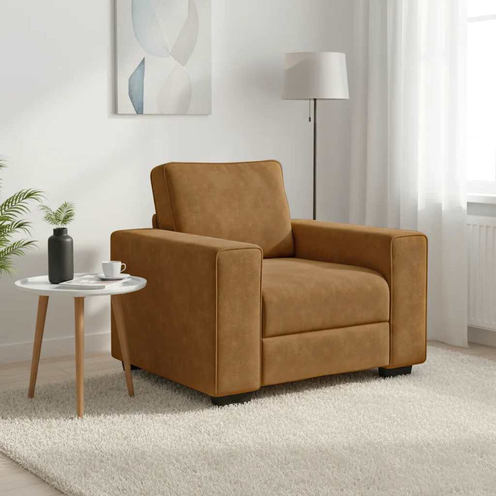 Brauner Samt Sessel 100 cm