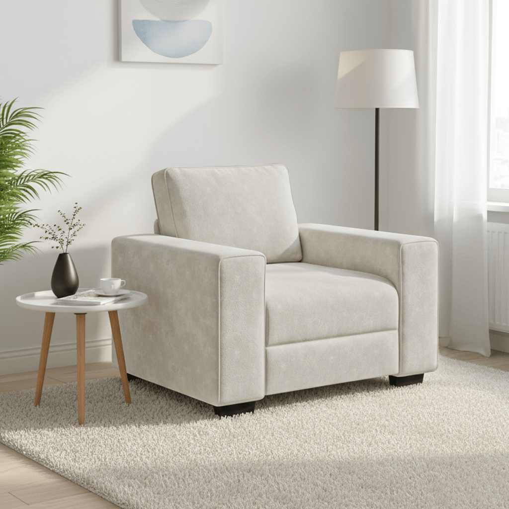 Creme Sessel Samt 100x77x82 cm