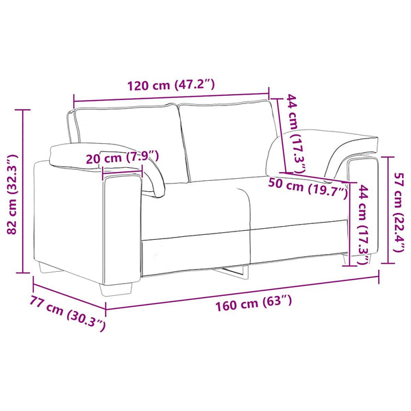 vidaXL Canapé deux places Gris clair 160x77x82 cm Velours
