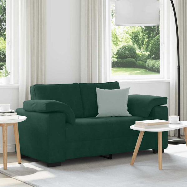 Dunkelgrünes Samt Zweisitzer Sofa