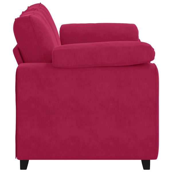 Weinrotes Samt Zweisitzer Sofa 160 cm