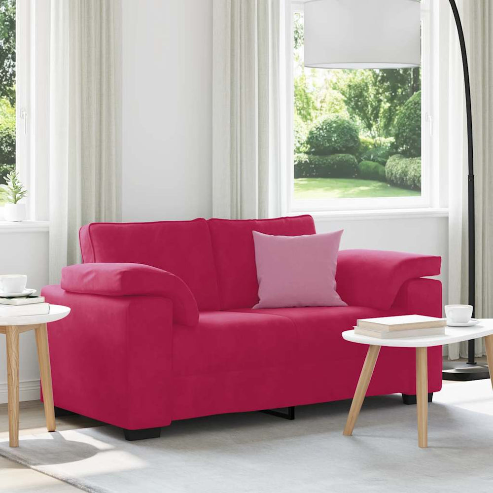 Weinrotes Samt Zweisitzer Sofa 160 cm