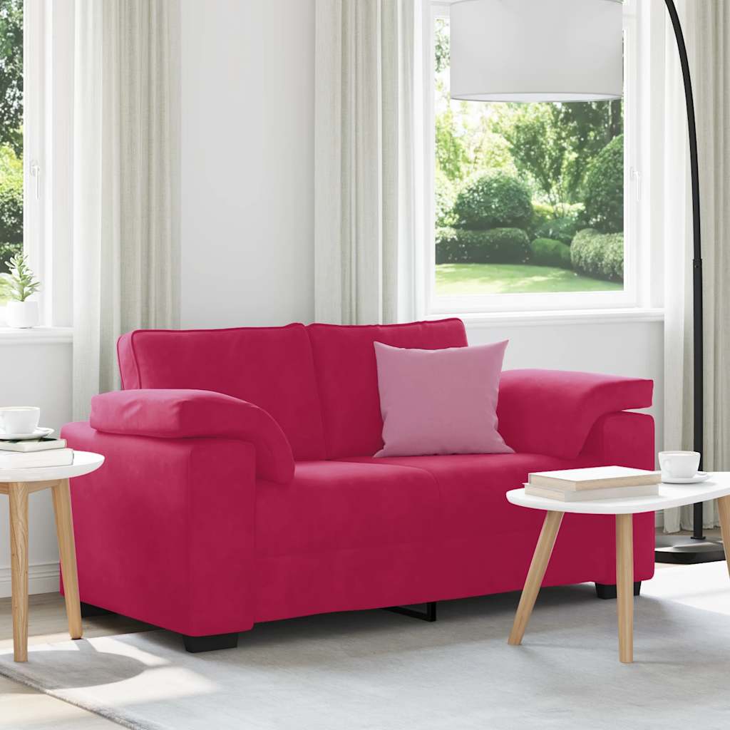 Weinrotes Samt Zweisitzer Sofa 160 cm