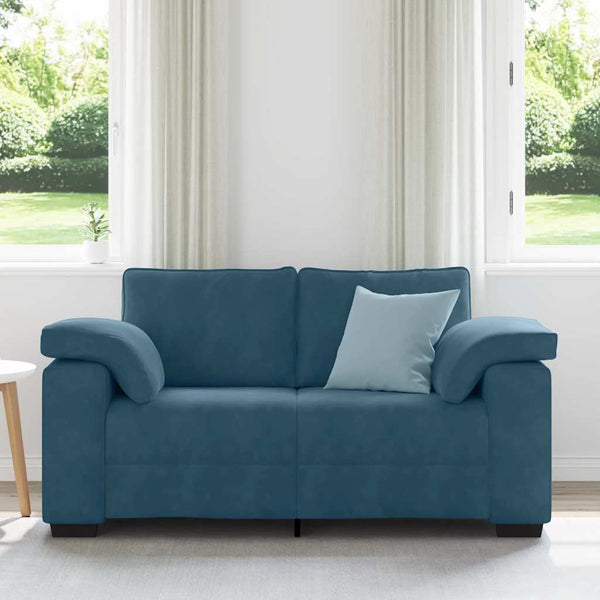 Blaues Samt Zweisitzer Sofa 160 cm