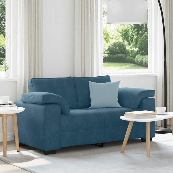 Blaues Samt Zweisitzer Sofa 160 cm