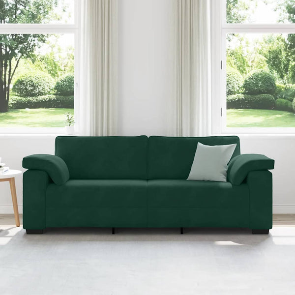 vidaXL Canapé 3 places vert foncé 220x77x82 cm velours