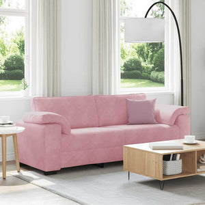 Rosa Samt 3-Sitzer Sofa 220 cm