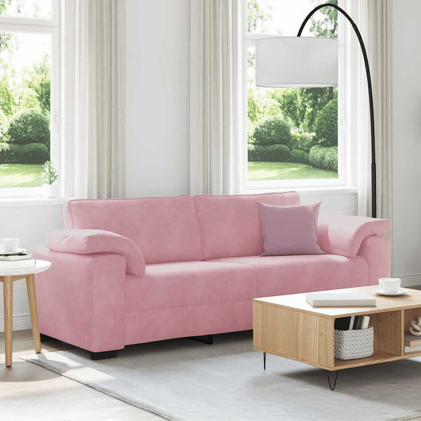 Rosa Samt 3-Sitzer Sofa 220 cm