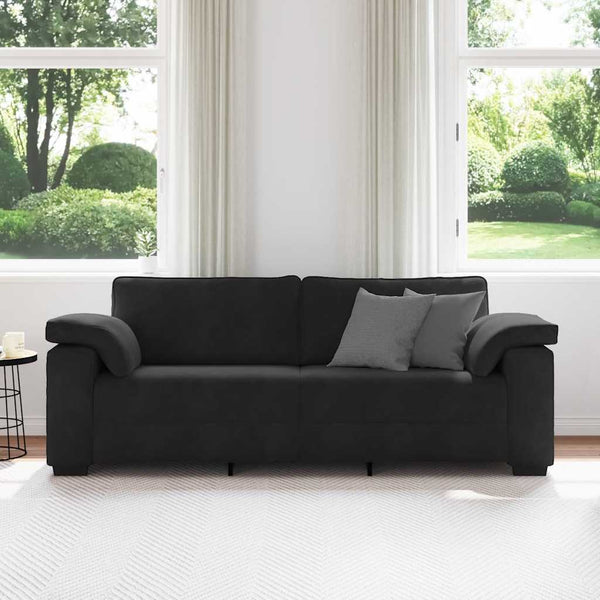 vidaXL Canapé à 3 places Noir 220x77x82 cm Velours