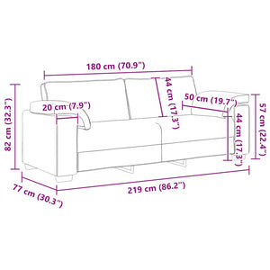vidaXL Canapé à 3 places jaune 220x77x82 cm velours