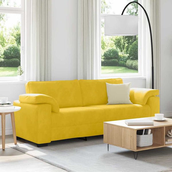vidaXL Canapé à 3 places jaune 220x77x82 cm velours