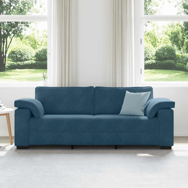 3-Sitzer Sofa Blau Samt 220 cm