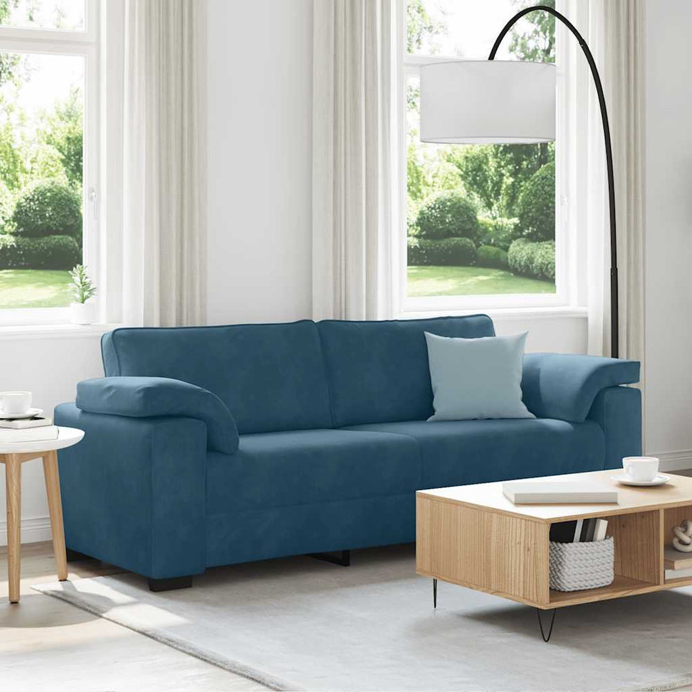 3-Sitzer Sofa Blau Samt 220 cm