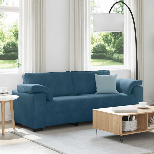 3-Sitzer Sofa Blau Samt 220 cm