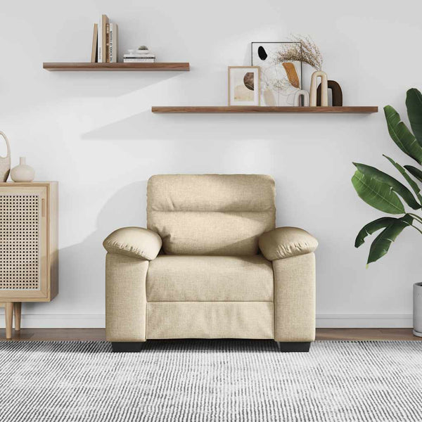 Creme Sessel Stoff 100x81x84 cm