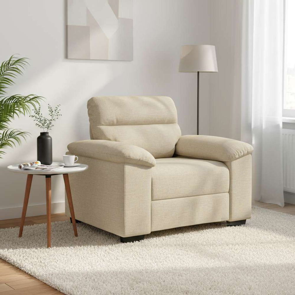 Creme Sessel Stoff 100x81x84 cm