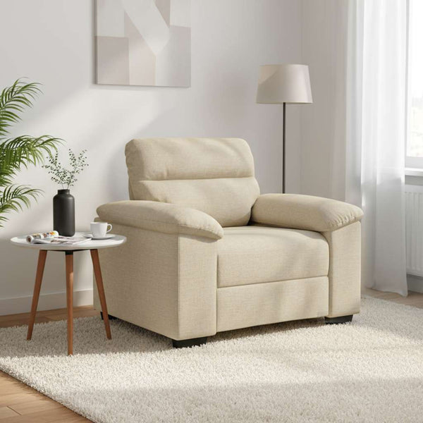 Creme Sessel Stoff 100x81x84 cm