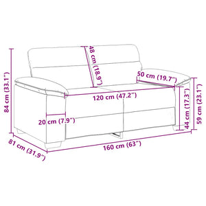 Schwarzes 2-Sitzer Sofa Stoff 160 cm