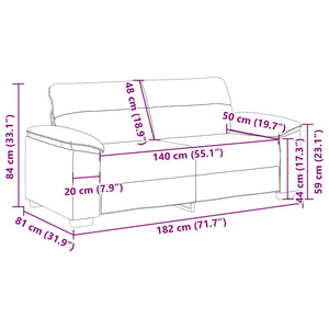 Leinen 2-Sitzer Sofa, 180 cm
