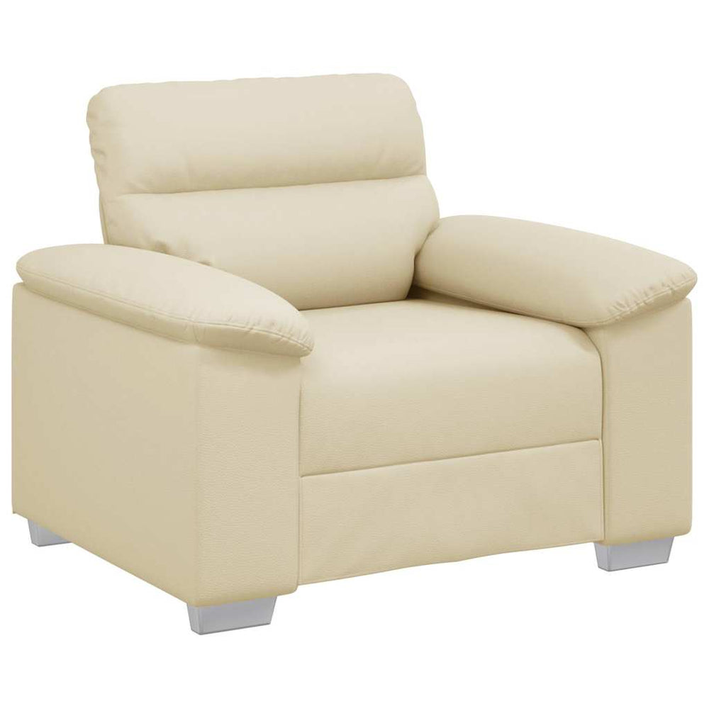 Creme Kunstleder Sessel 100x81x84 cm