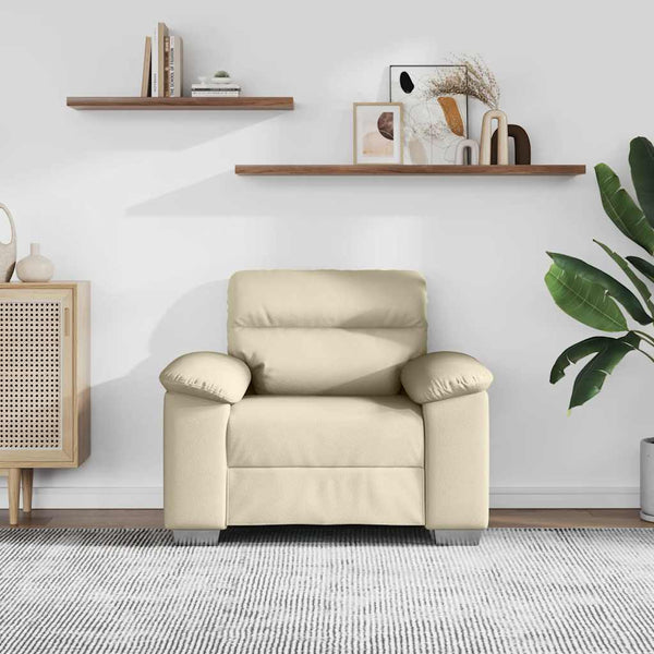 Creme Kunstleder Sessel 100x81x84 cm