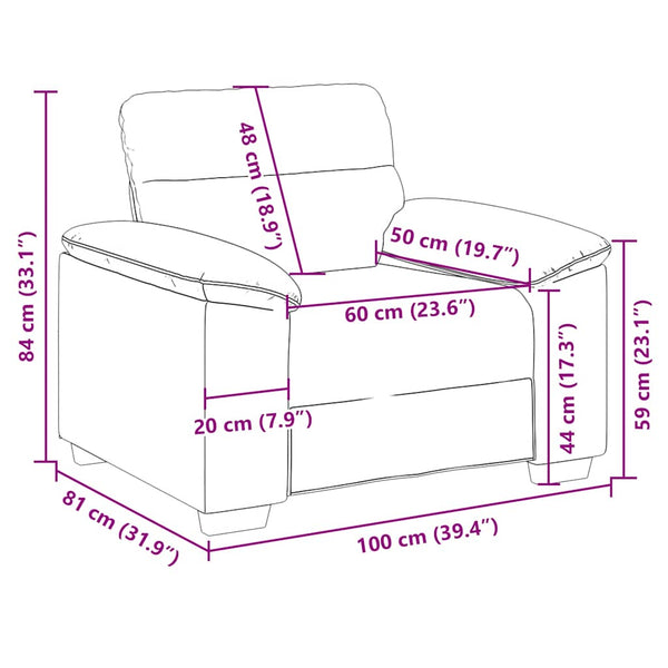 Creme Kunstleder Sessel 100x81x84 cm