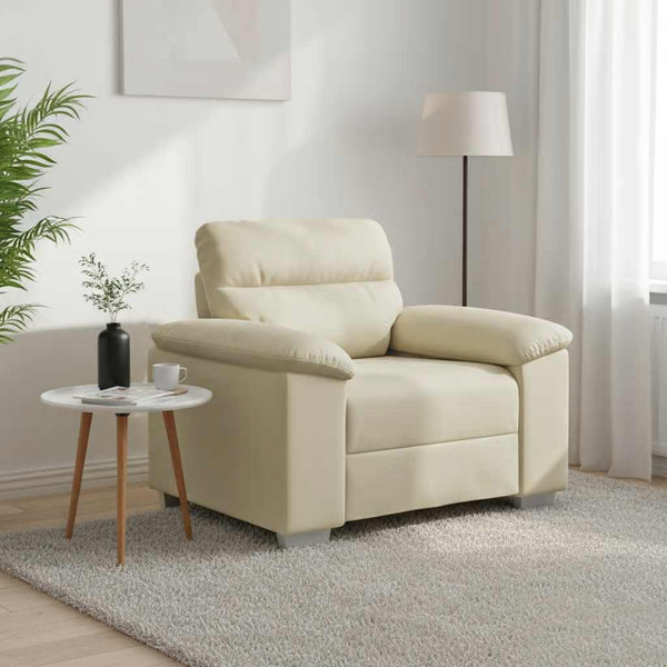 Creme Kunstleder Sessel 100x81x84 cm