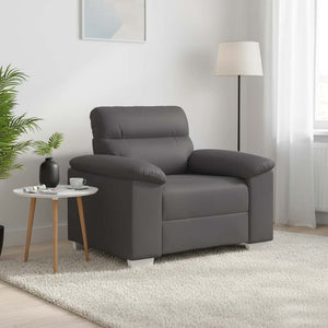 Grauer Kunstleder Sessel 100 cm