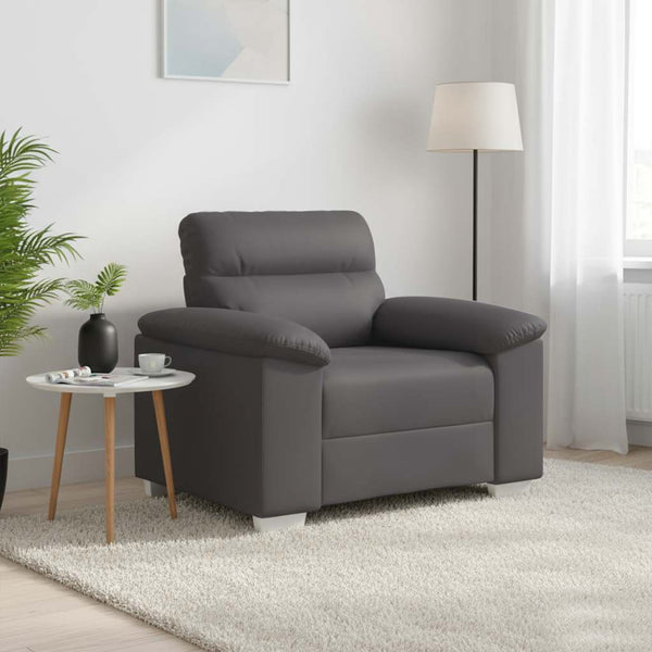 Grauer Kunstleder Sessel 100 cm