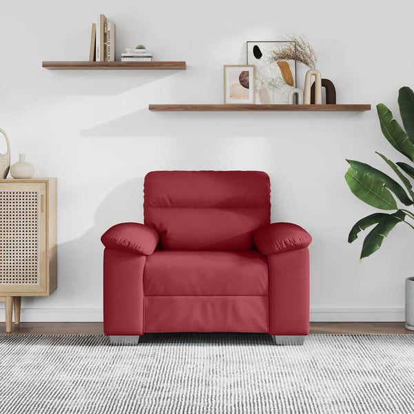 Weinroter Kunstleder Sessel 100 cm