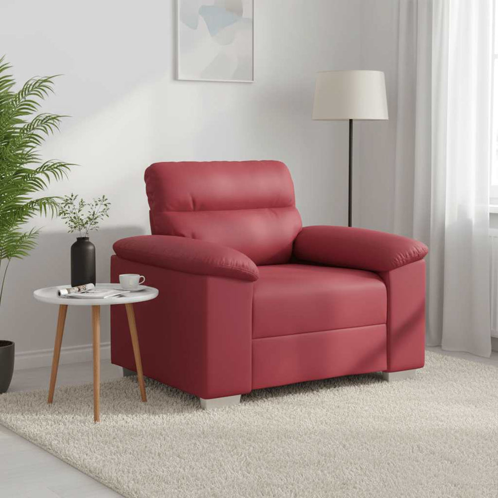 Weinroter Kunstleder Sessel 100 cm