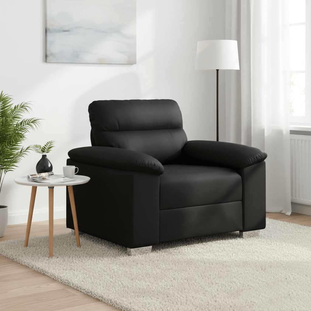 Schwarzer Kunstleder Sessel 100 cm