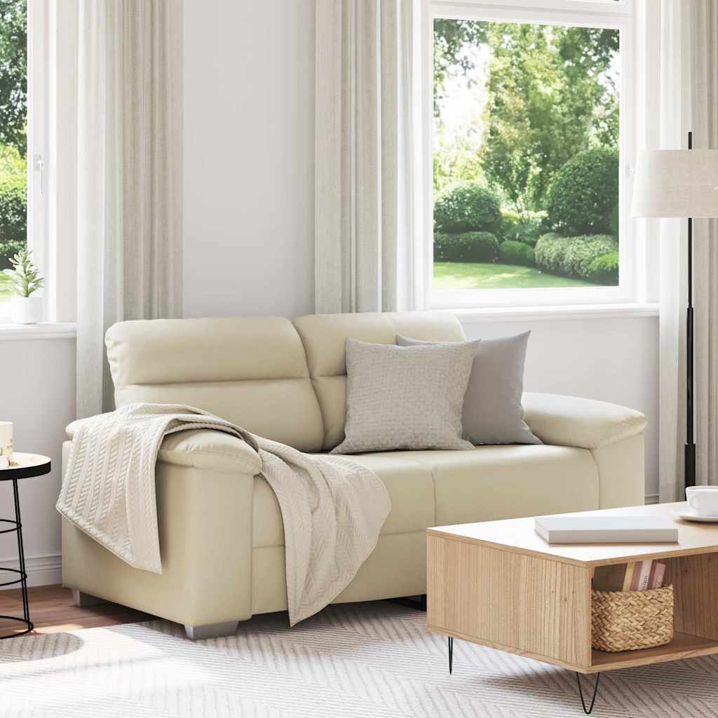 2-Sitzer Sofa Creme Kunstleder 160 cm