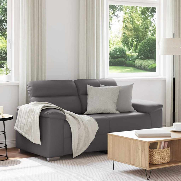 Graues 2-Sitzer Sofa Kunstleder 160cm