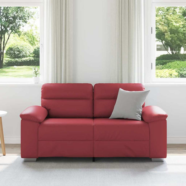 Weinrotes 2-Sitzer Sofa aus Kunstleder