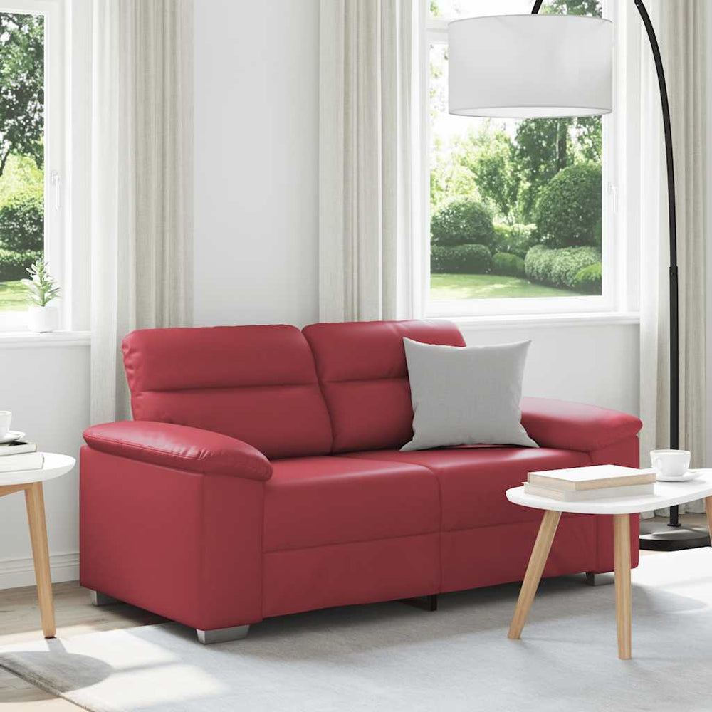 Weinrotes 2-Sitzer Sofa aus Kunstleder