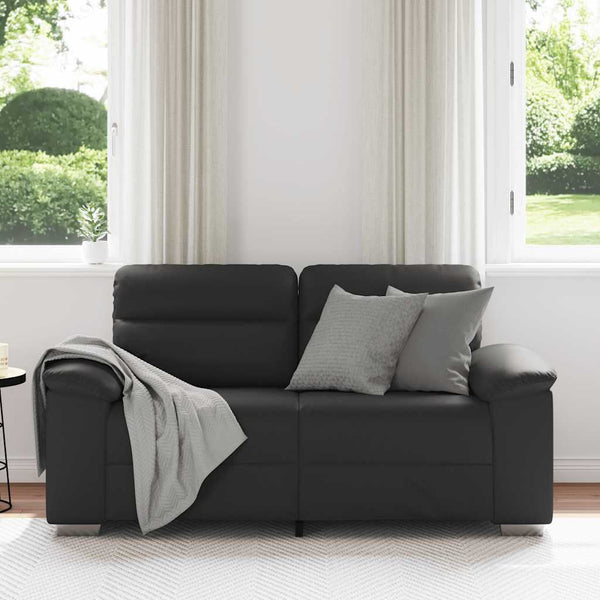 Schwarzes Kunstleder 2-Sitzer Sofa