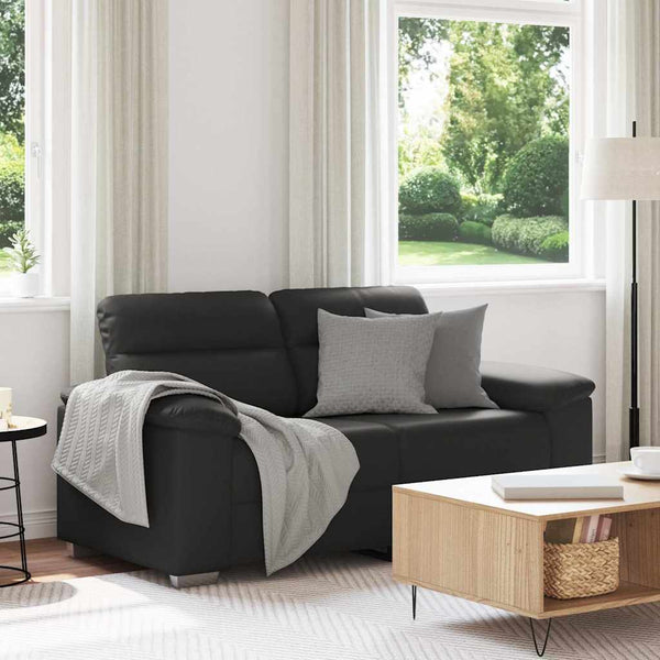 Schwarzes Kunstleder 2-Sitzer Sofa