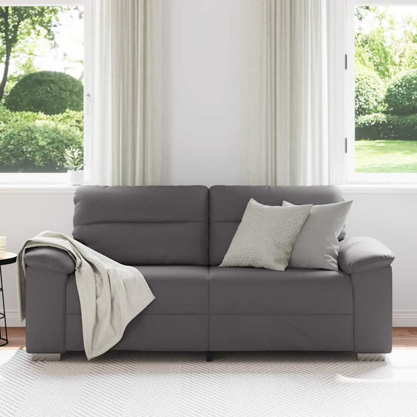 2-Sitzer Sofa Grau Kunstleder 180 cm