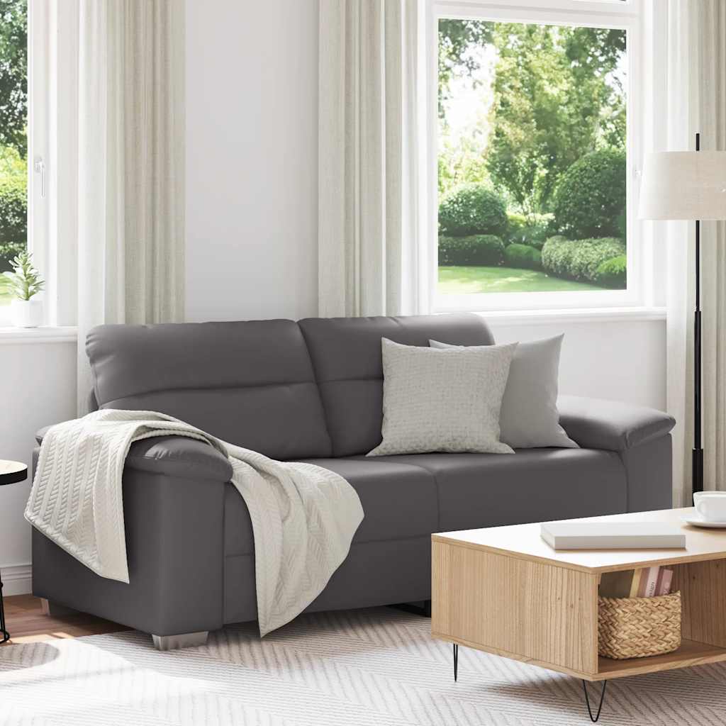 2-Sitzer Sofa Grau Kunstleder 180 cm