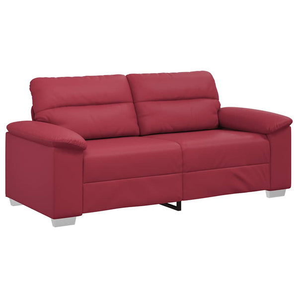 Weinrotes 2-Sitzer Sofa Kunstleder