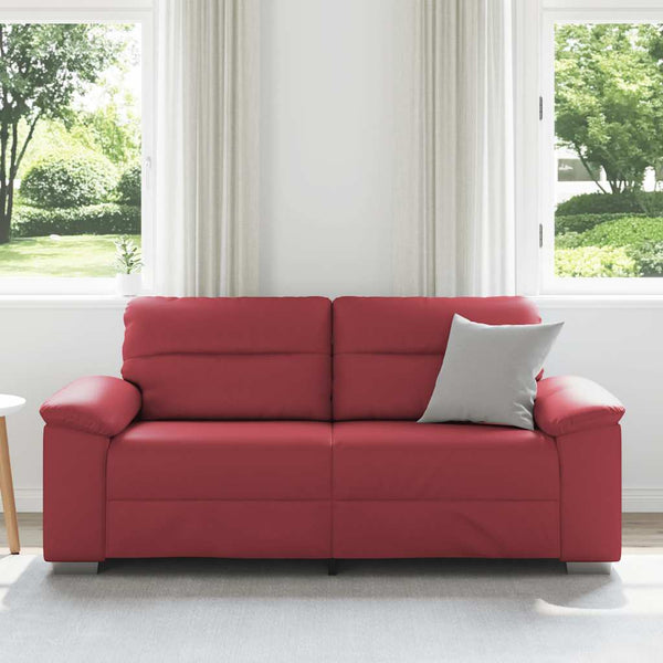 Weinrotes 2-Sitzer Sofa Kunstleder