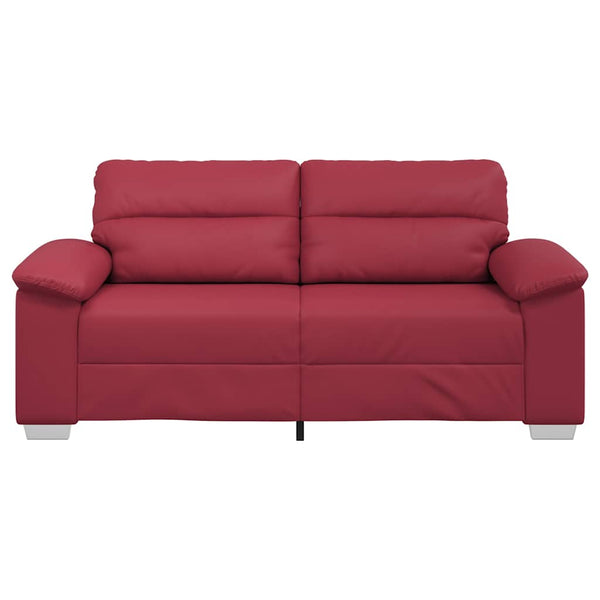 Weinrotes 2-Sitzer Sofa Kunstleder