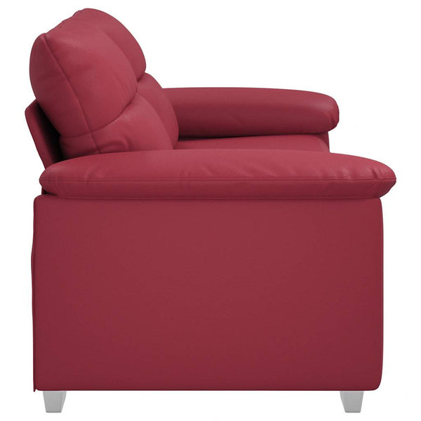 Weinrotes 2-Sitzer Sofa Kunstleder