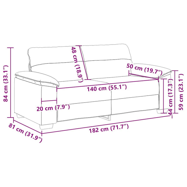 Weinrotes 2-Sitzer Sofa Kunstleder