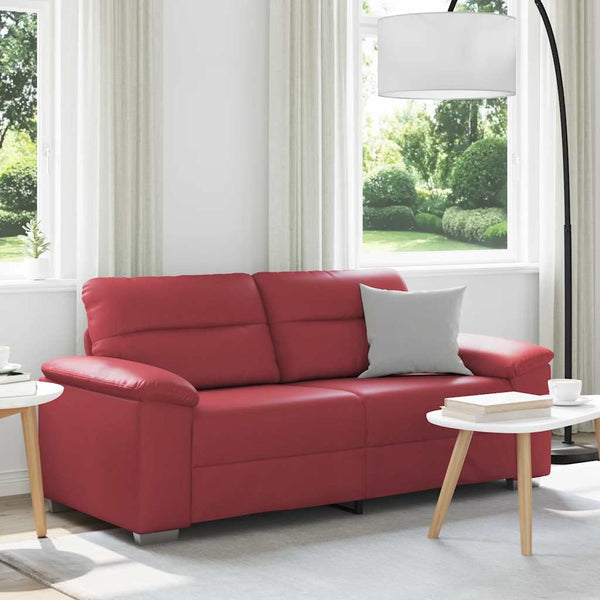 Weinrotes 2-Sitzer Sofa Kunstleder